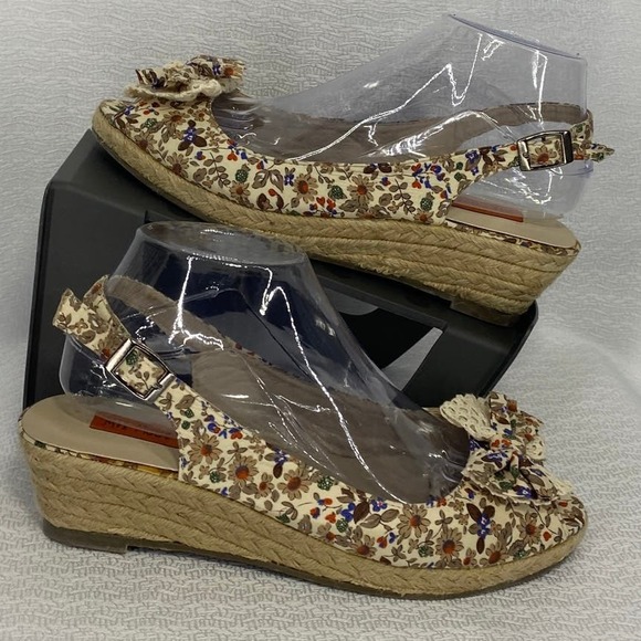 Miz Mooz AJDA Floral Espadrille Wedge Sandals Size 39 - Picture 2 of 8
